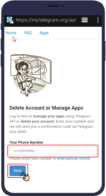 دیلیت یا حذف اکانت تلگرام